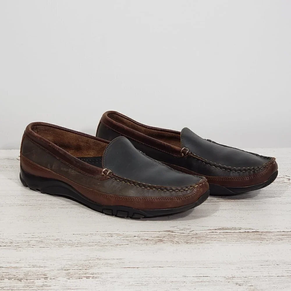 Allen Edmonds  Boulder  Brown Black Two Toned Leather Men's Loafer  Size 10E